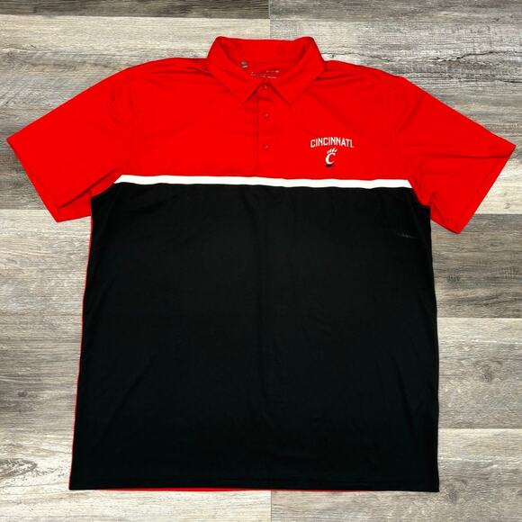Under Armour UC Cincinnati Bearcats Black Red Mens XL Loose Heat Gear Polo Shirt - Picture 2 of 10